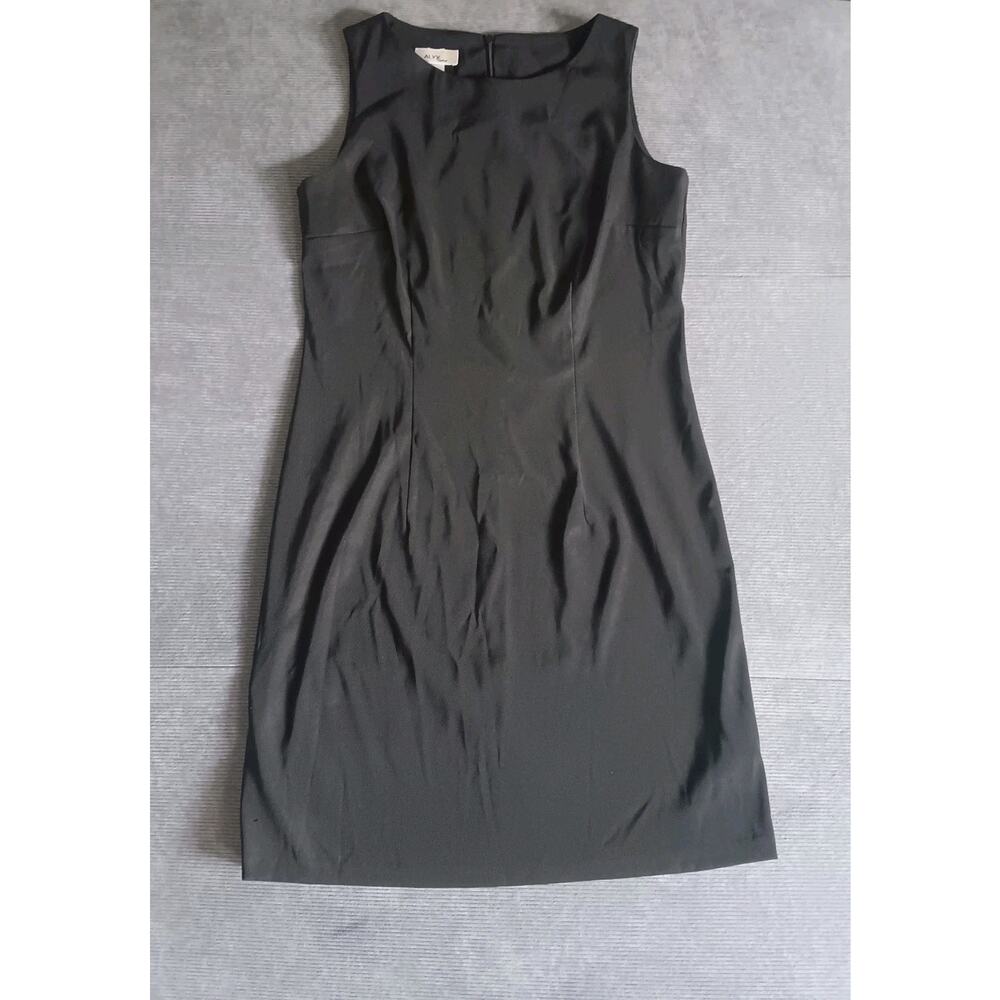 Alyx‎ Womens Sheath Dress Black Sleeveless Stretch Round Neck Back Zip Sz 8